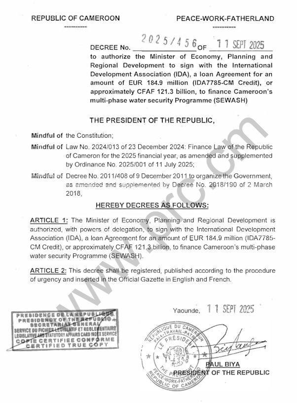 Cameroon’s New Water Loan Exposes Deep Governance Failure